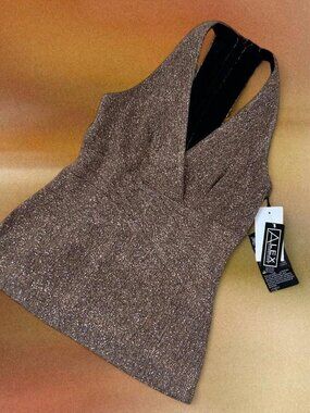 Alex Evenings Y2K gold mauve glitter fitted luxe top ⭐️ Y2K glamorous